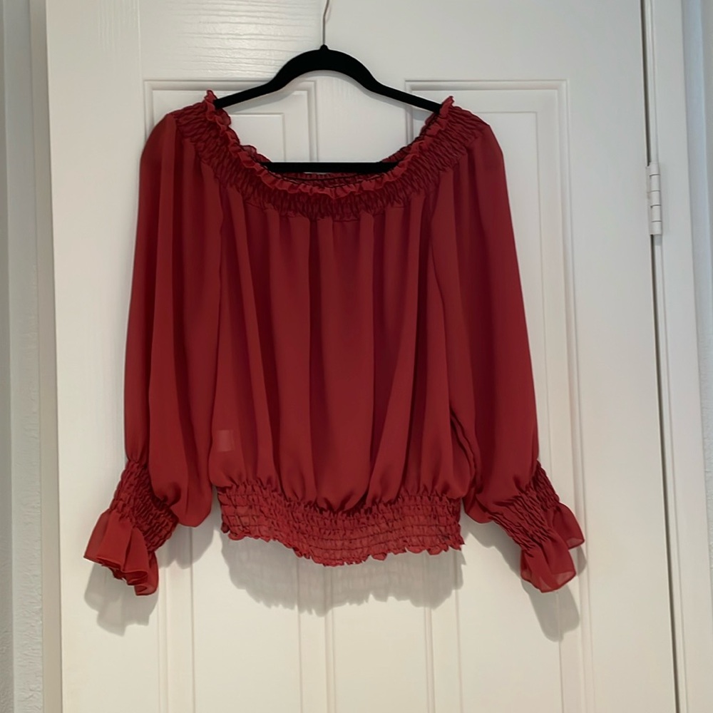 NWT! Boohoo Sheer Women’s Off Shoulder Blouse